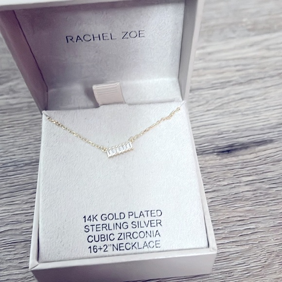Rachel Zoe 14KT 925 Sterling CZ Gold plated Necklace. New - Picture 2 of 7